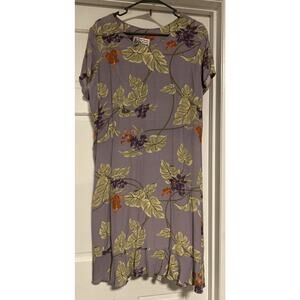 Kauaiana Dress Womens 1X Hawaiian Floral Tropical Purple Peplum Resort Beach
